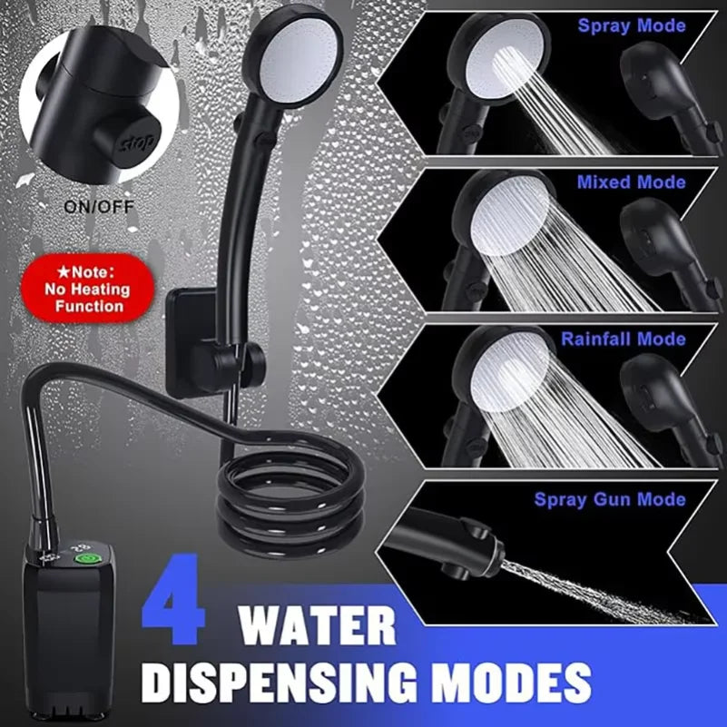 Rechargeable Camping Shower with LED Display & 6000mAh Battery