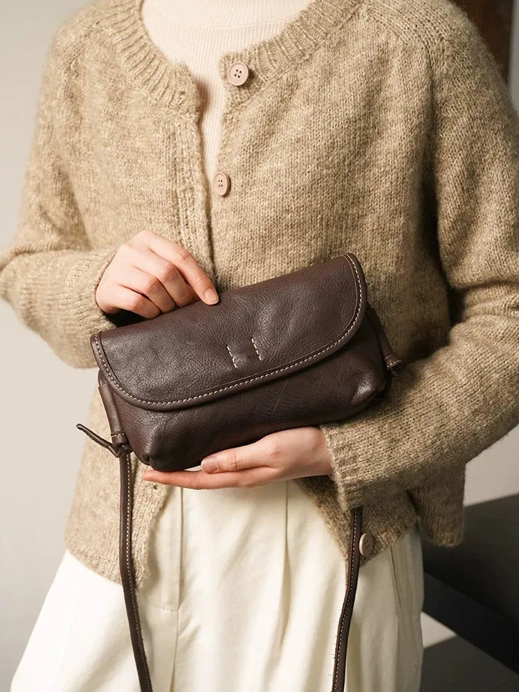 Artistic Mini Leather Shoulder Bag - Durable & Stylish Cell Phone Case