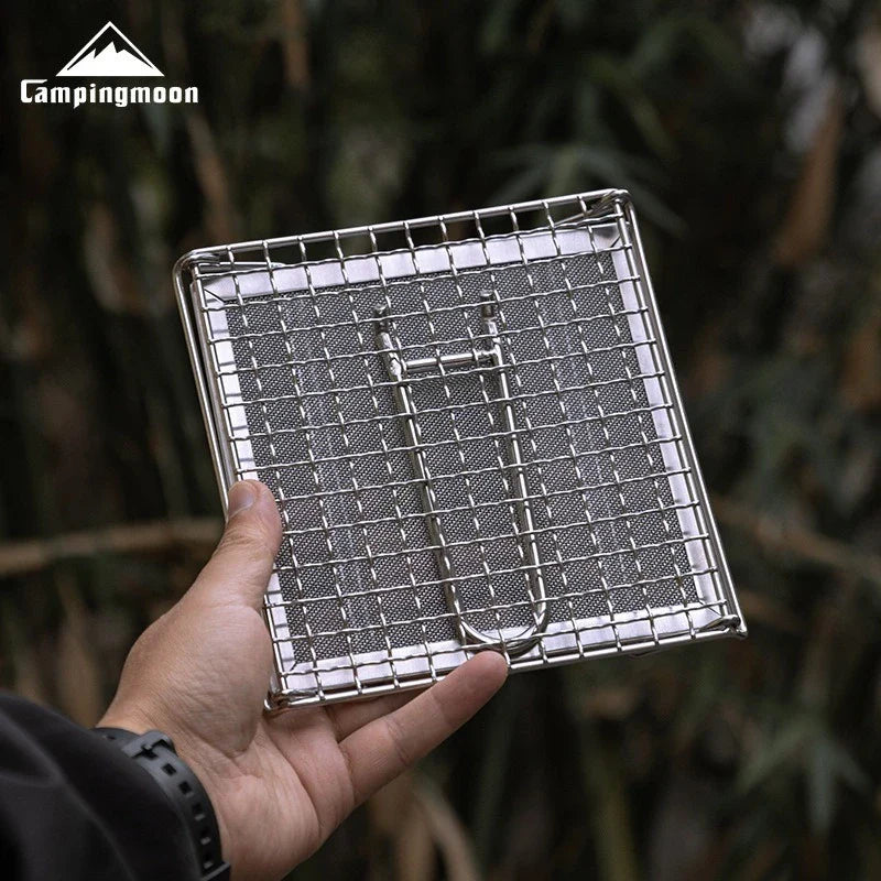 Stainless Steel Folding Grill Net for Outdoor Cooking - Space-Saving Design