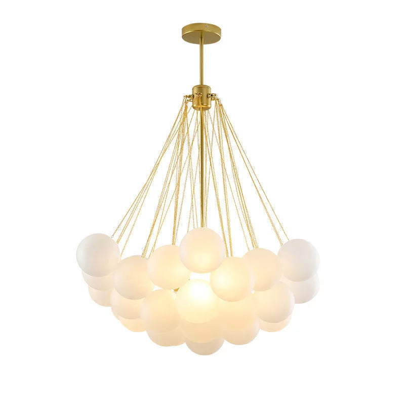 Nordic Bubble Ball Chandelier - Stylish Cream Glass Pendant Lamp
