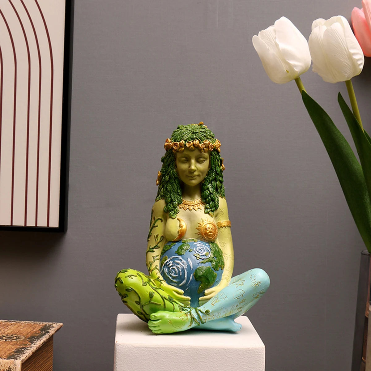 Gaia Green Goddess Statue - Nature-Inspired Home Decor
