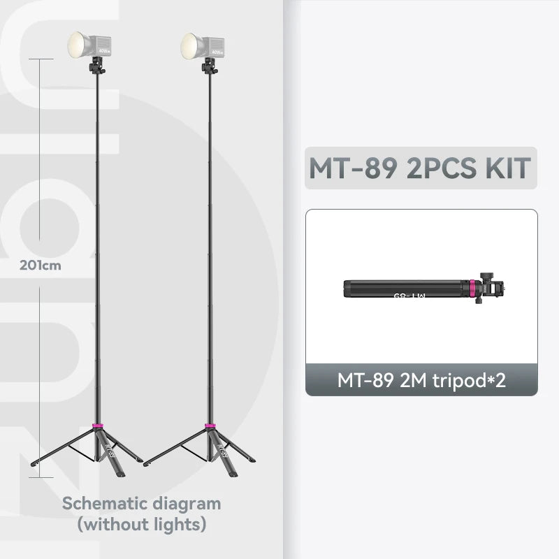 Ulanzi MT-89 Portable 2M Light Stand with Cold Shoe Mount - Adjustable Tripod