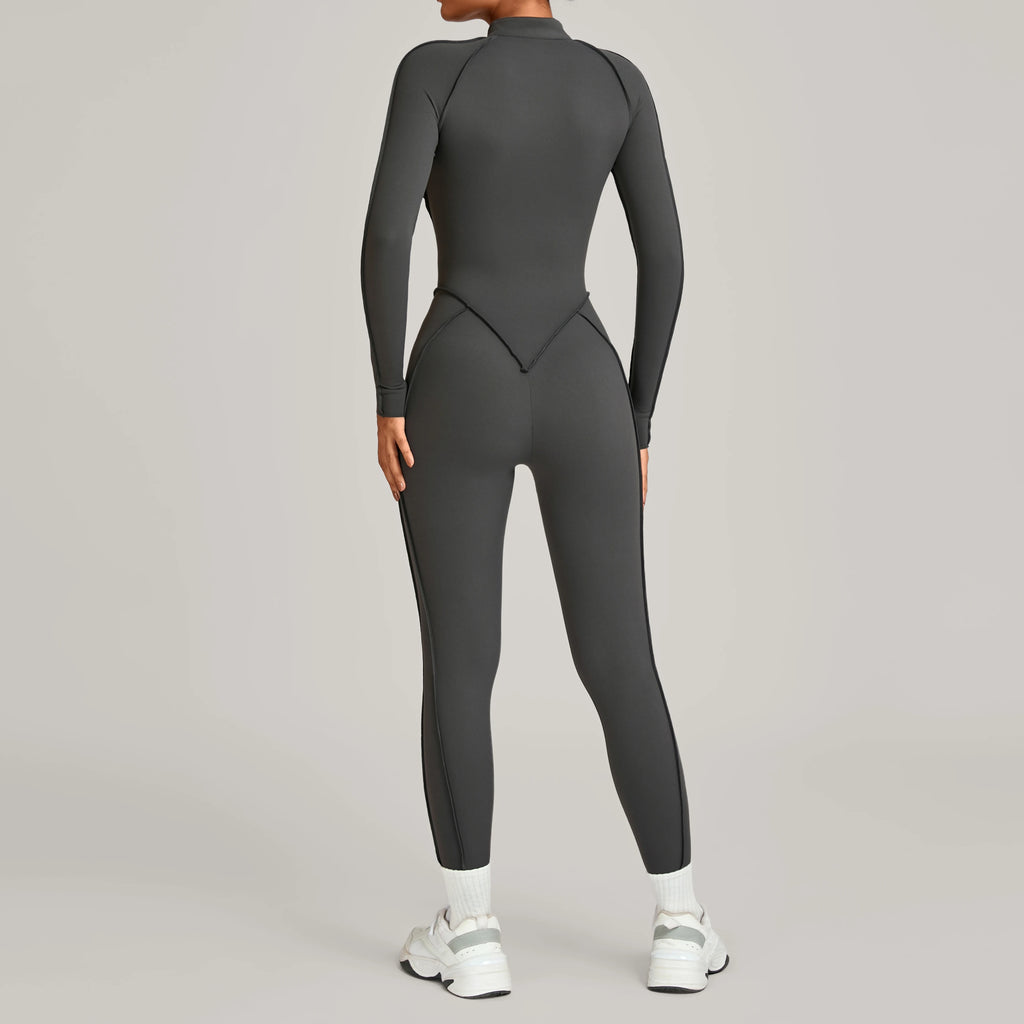 ZEEHOOH Women's High Elasticity Yoga Zipper Bodysuit