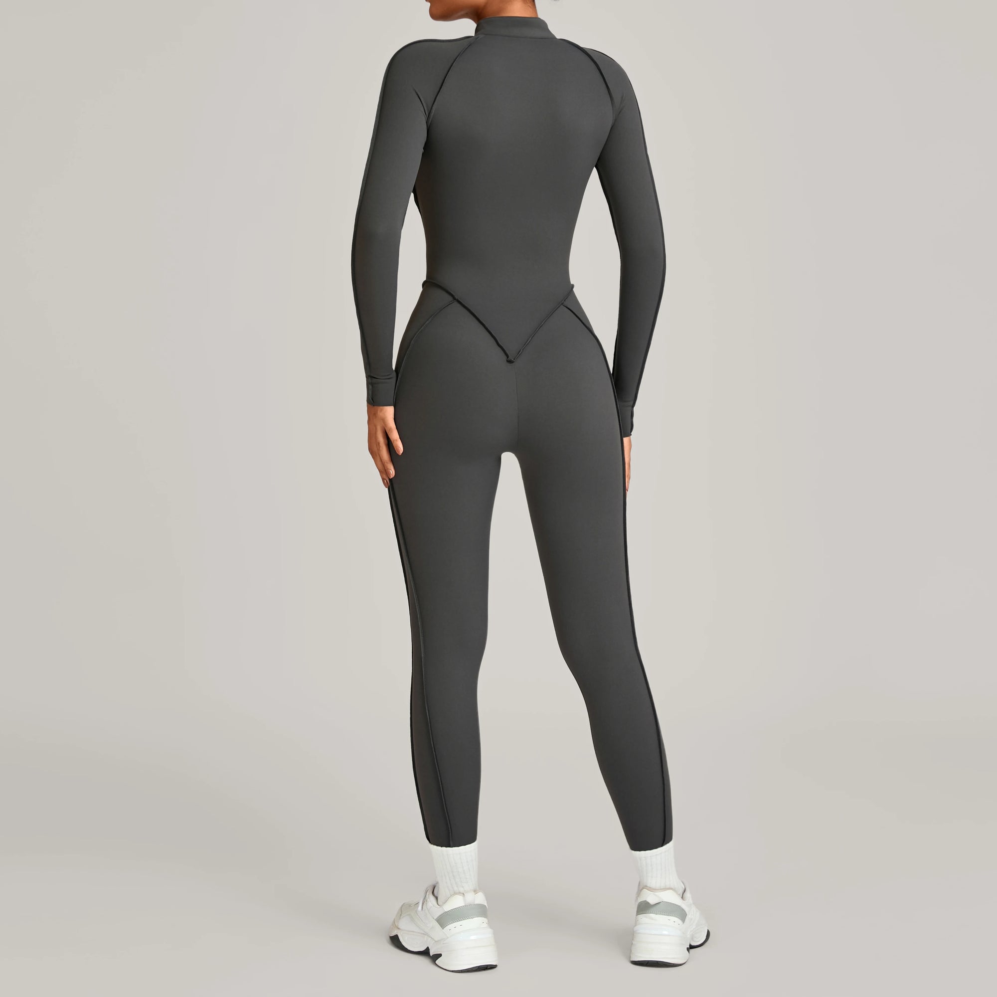 ZEEHOOH Women's High Elasticity Yoga Zipper Bodysuit