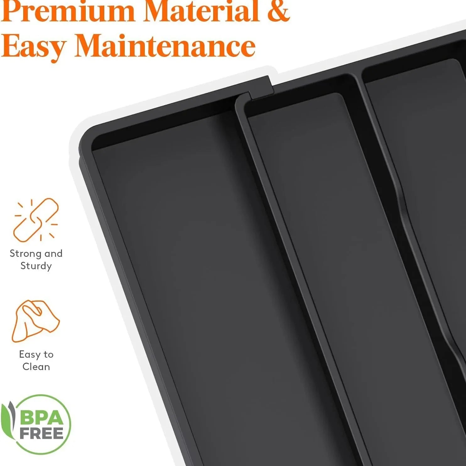 Adjustable Kitchen Utensil Tray - Expandable Silverware Organizer