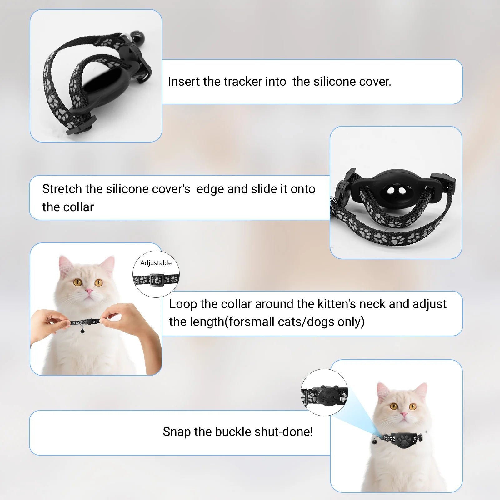MiLi Pet Tracker Tag with Adjustable Cat Collar | GPS Locator