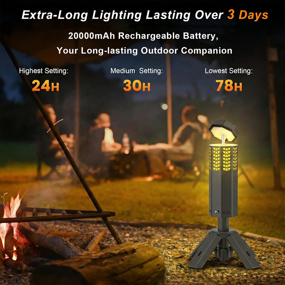 20000mAh Rechargeable LED Camping Lantern - Portable Dimming Light