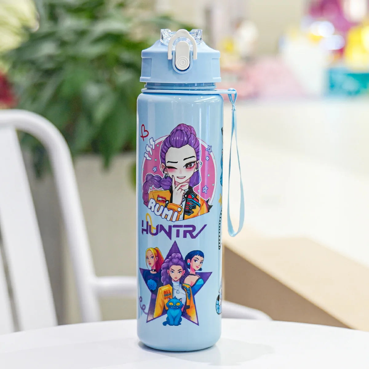 Cute 700ml Cartoon Print Water Cup with Straw - Perfect for Kids