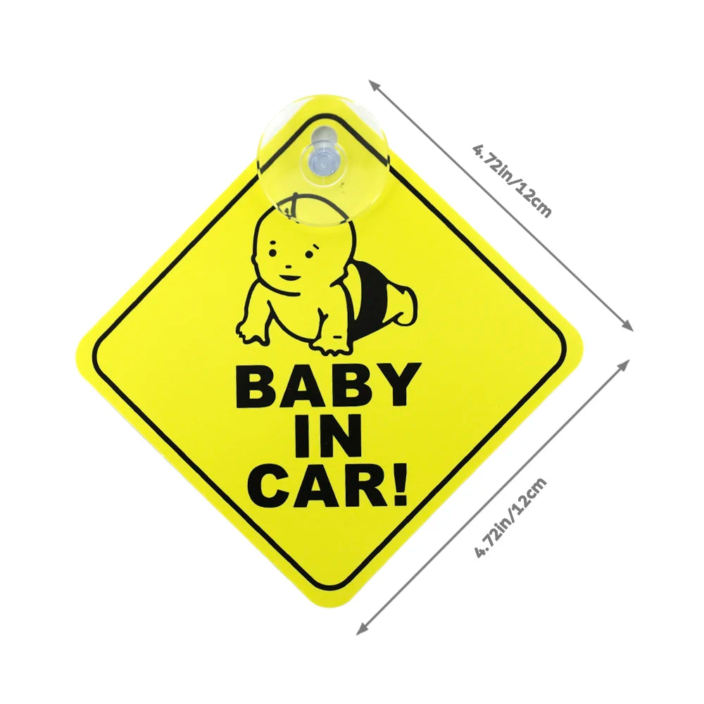 Bright Baby on Board Car Sticker with Strong Suction Cups