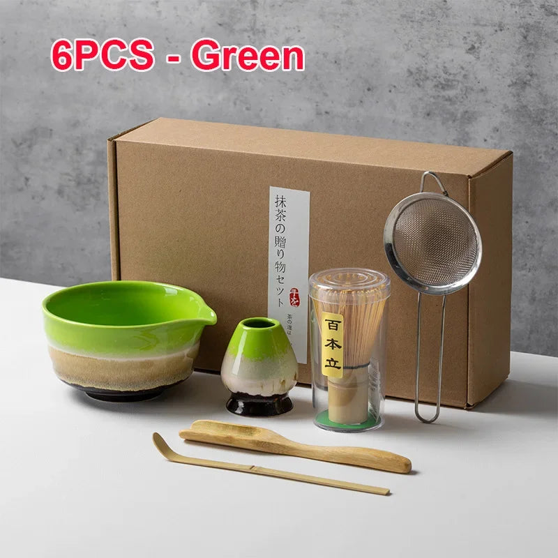 Authentic 4/5/6PCS Matcha Bamboo Whisk & Bowl Set - Perfect Tea Making Tools