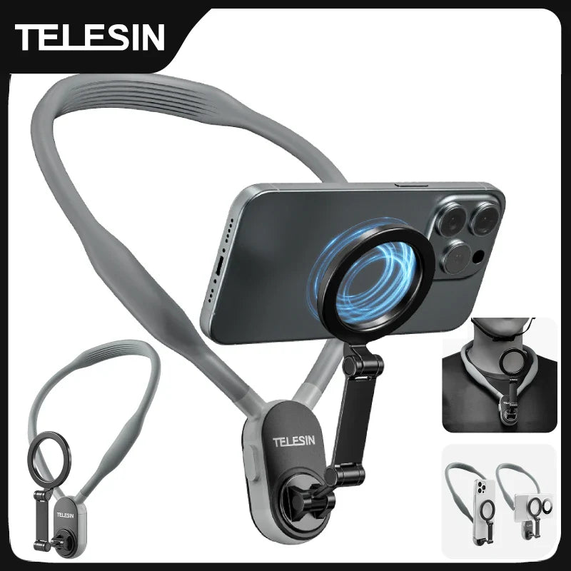 TELESIN Magnetic Neck Mount for Smartphones - Quick Release & Comfort