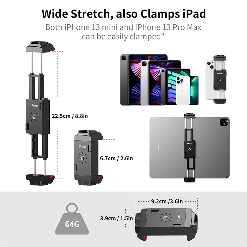 Ulanzi ST-29 Universal Tripod Mount for Tablet & Phone - Versatile Shooting