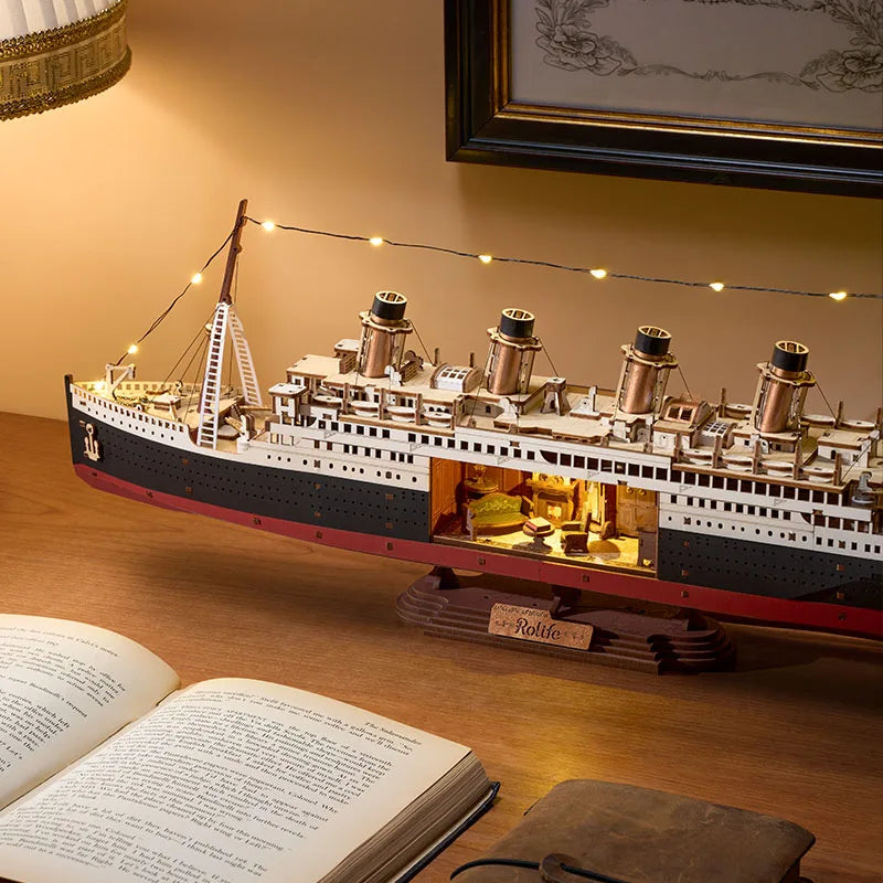 Luxury 3D Cruise Ship Puzzle Kit with LED Lights - Nautical Decor
