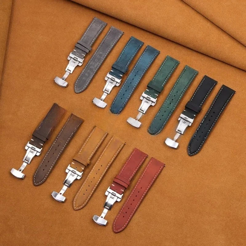 Luxurious Leather Watchband for Seiko & Omega - Butterfly Buckle 14-22mm