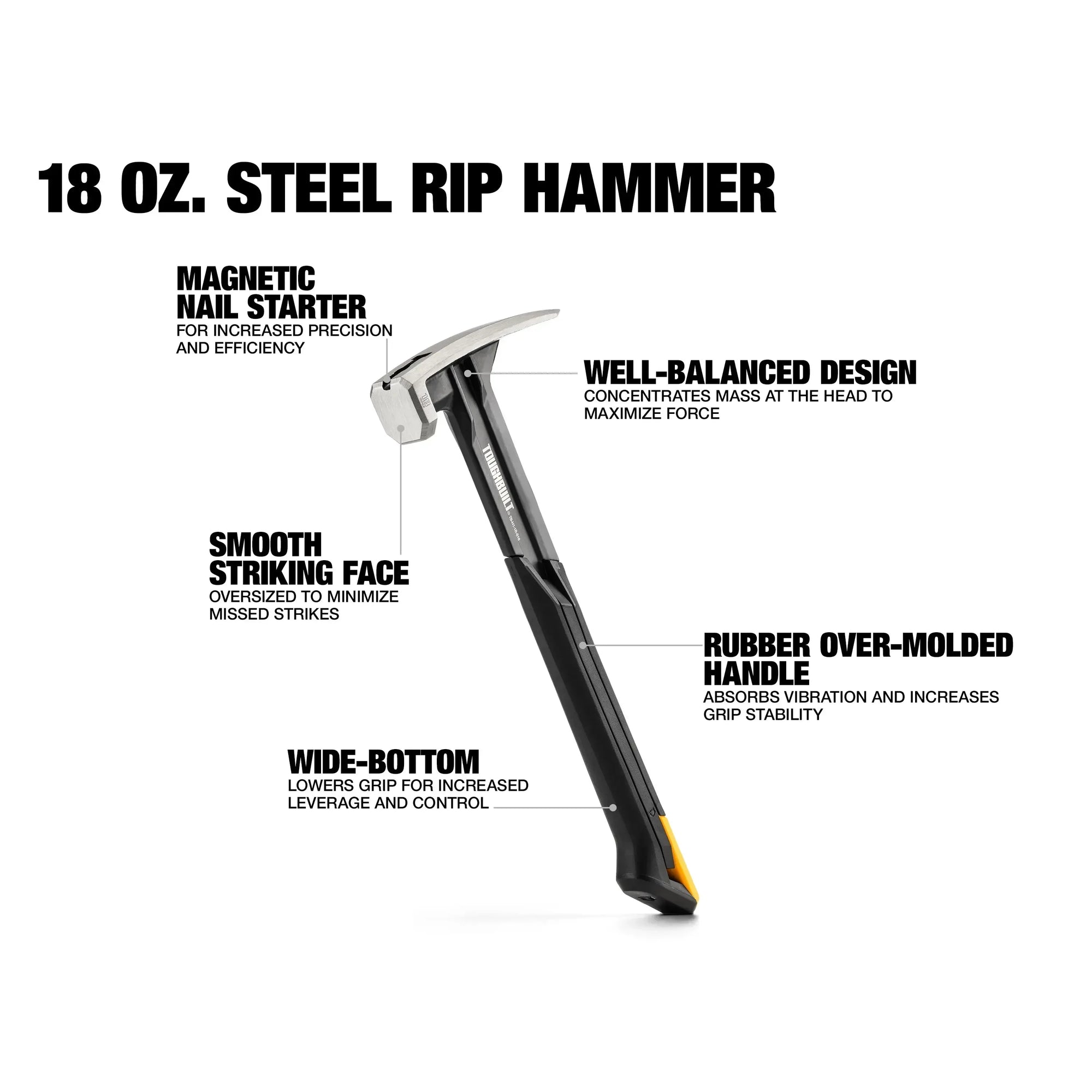 ToughBuilt Steel Rip Hammer Set - 16oz & 18oz Smooth Face Tools