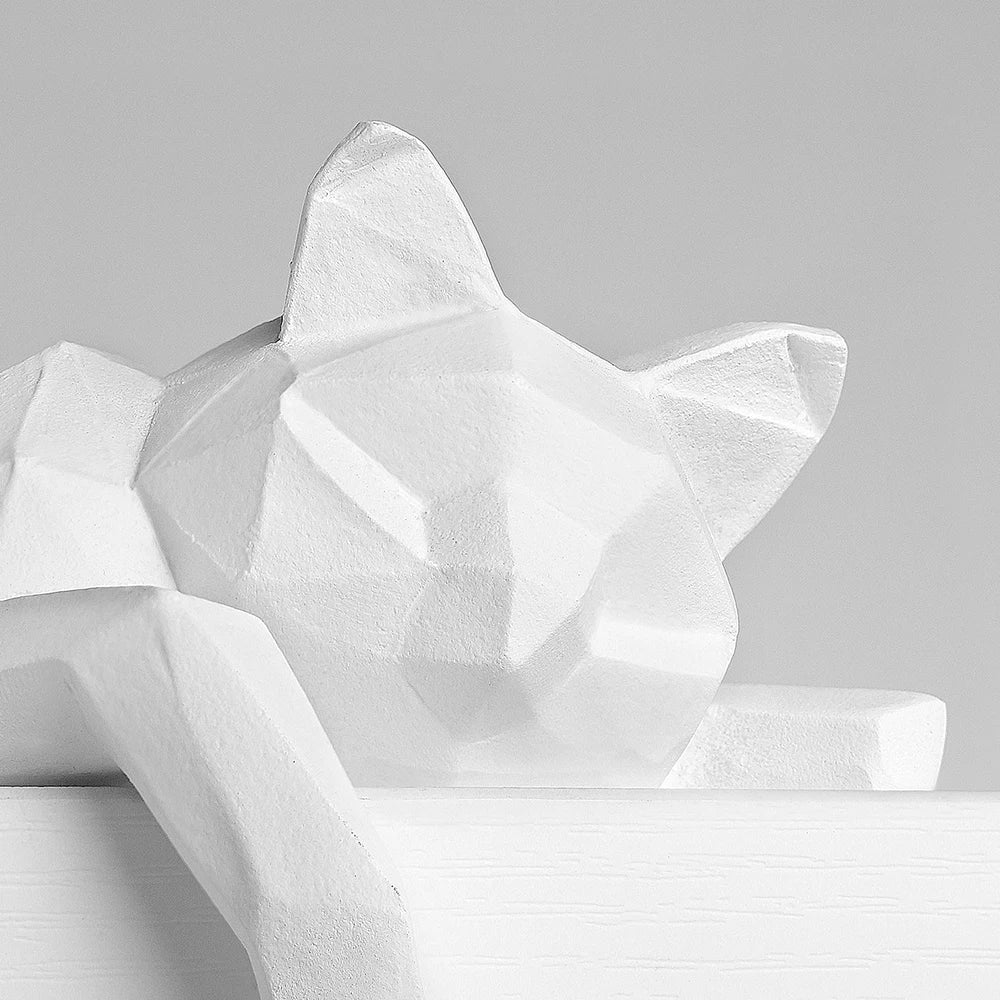 Geometric Cat Resin Sculptures - Artistic Ornaments for Home Decor