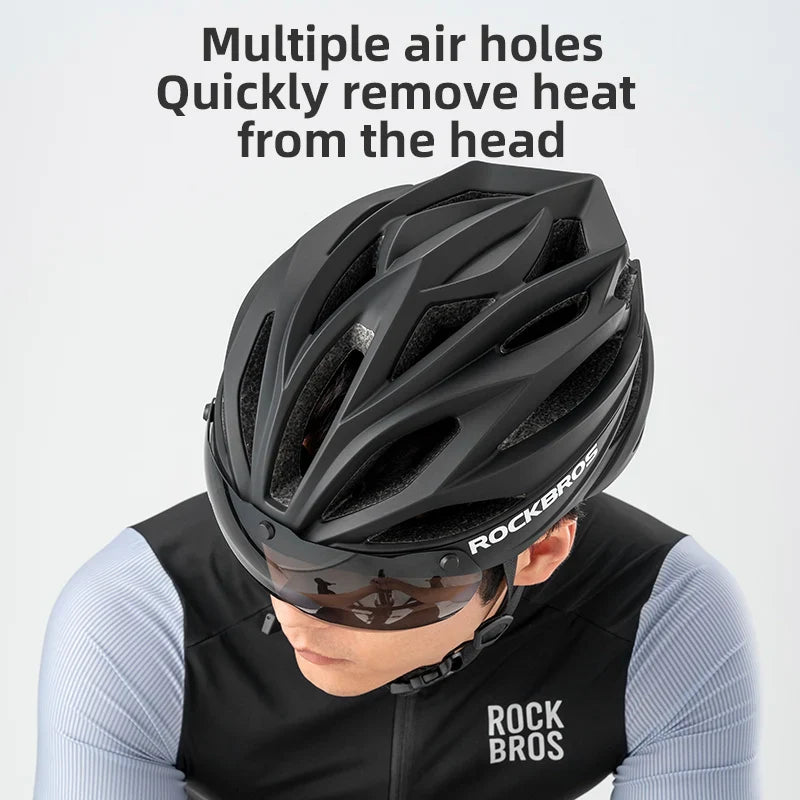 ROCKBROS Adjustable Cycling Helmet with Magnetic Goggles - Ultimate Safety