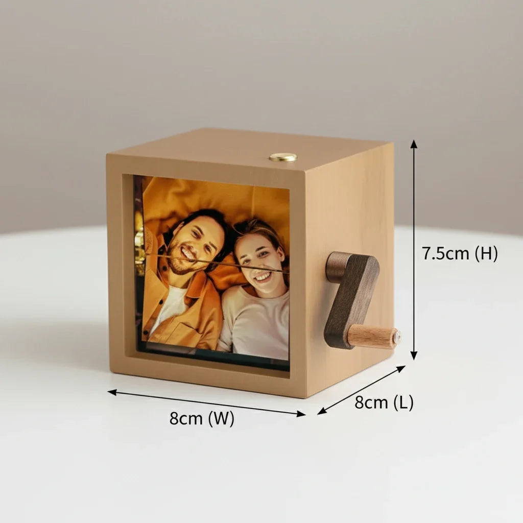 Personalized Hand-Cranked Photo Box - Unique Custom Gift