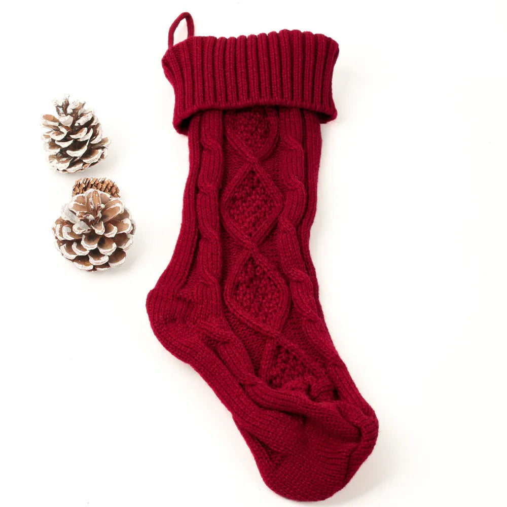 Cozy Knitted Christmas Stocking Gift Bag - Perfect Holiday Decor