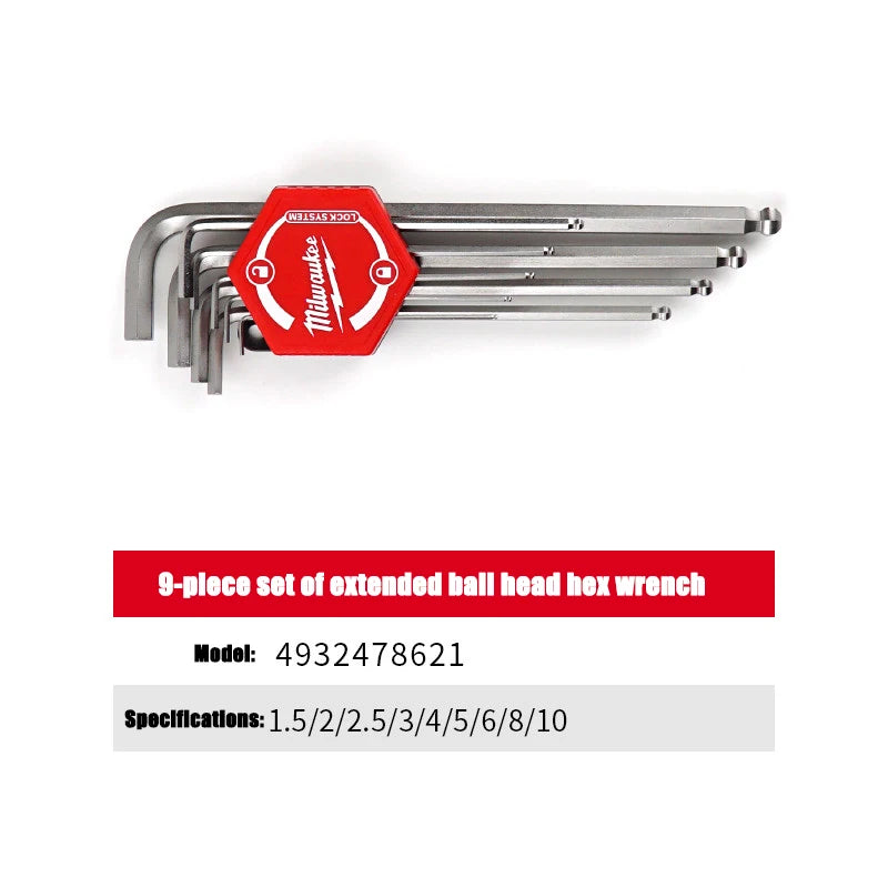 Milwaukee 9-Piece L-Shaped Hex Key Wrench Set - Compact & Versatile