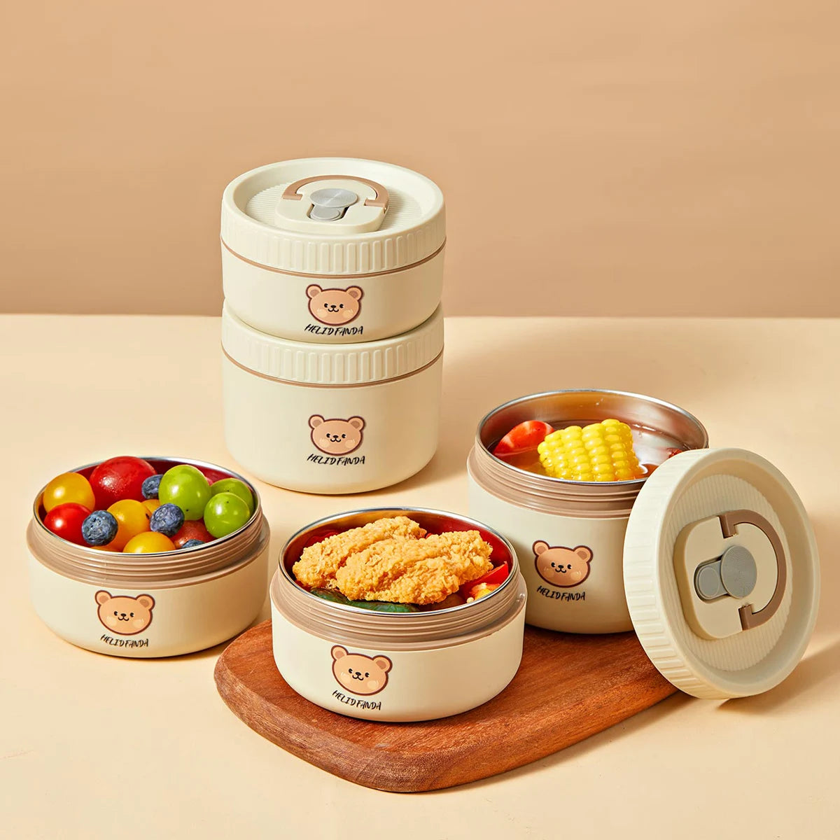 Cute Portable Thermal Stainless Steel Lunch Box for Kids