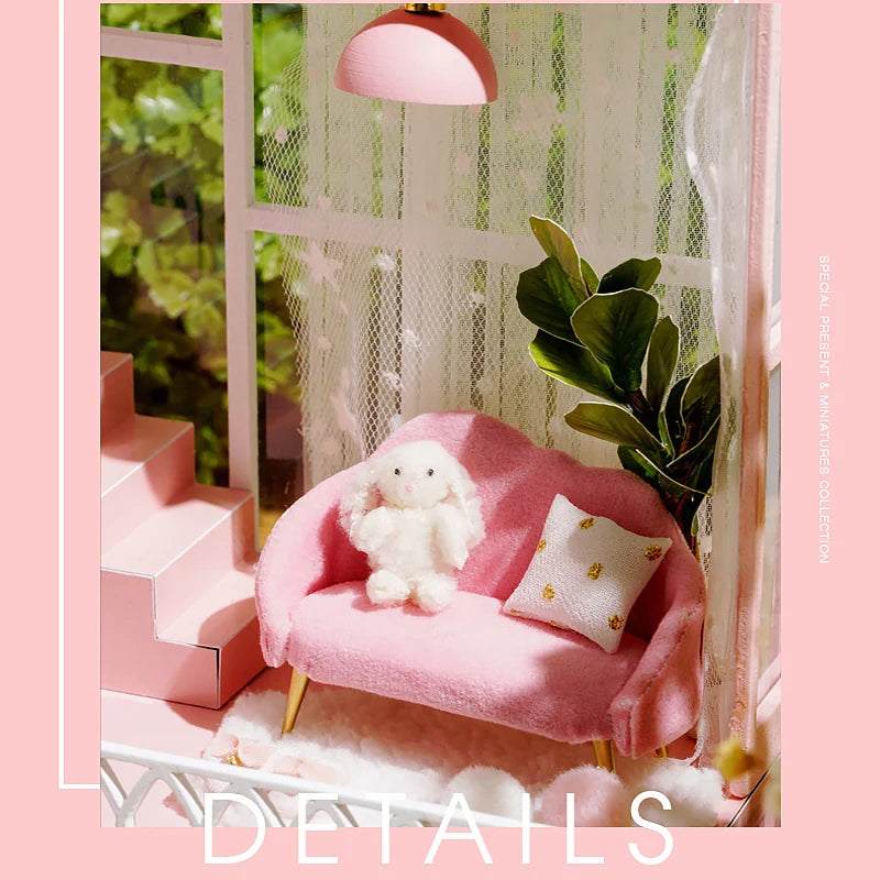 3D Wooden Mini Dollhouse Kit - DIY Duplex Apartment with Furniture