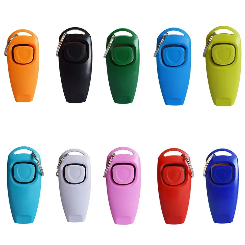 2-in-1 Dog Training Clicker & Whistle Aid Tool with Key Ring