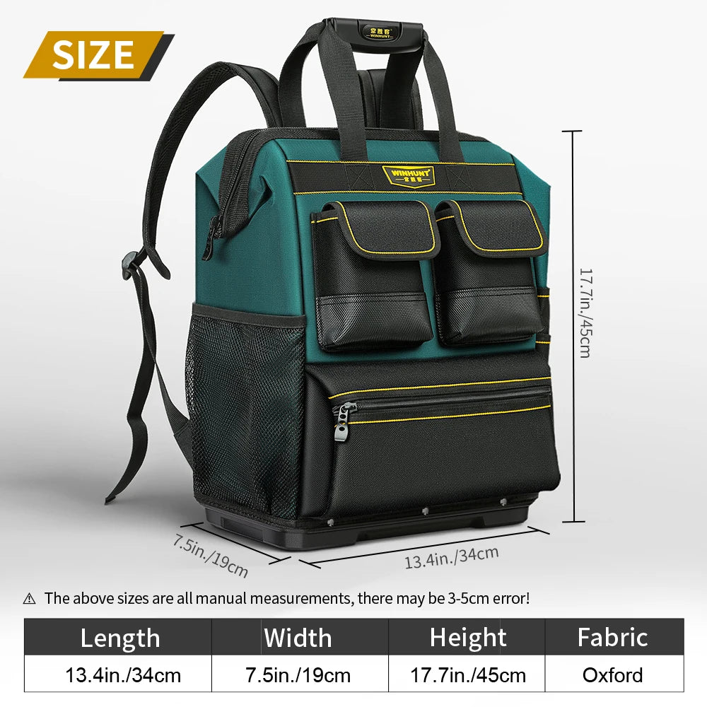 Durable Multifunctional Tool Backpack with Large Capacity & Rubber Base