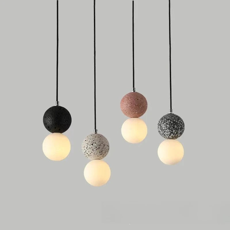 Modern G9 Pendant Lamp - Concrete Ball LED Chandelier for Home Decor