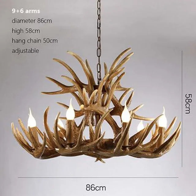 Vintage Deer Horn Pendant Light - Industrial Antler Chandelier