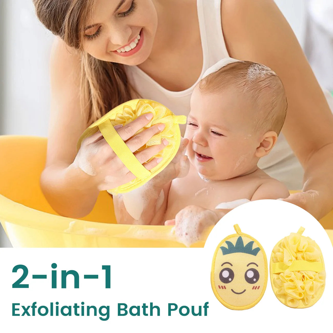 Cute Dinosaur 2-in-1 Bath Flower & Scrub Cloth for Kids