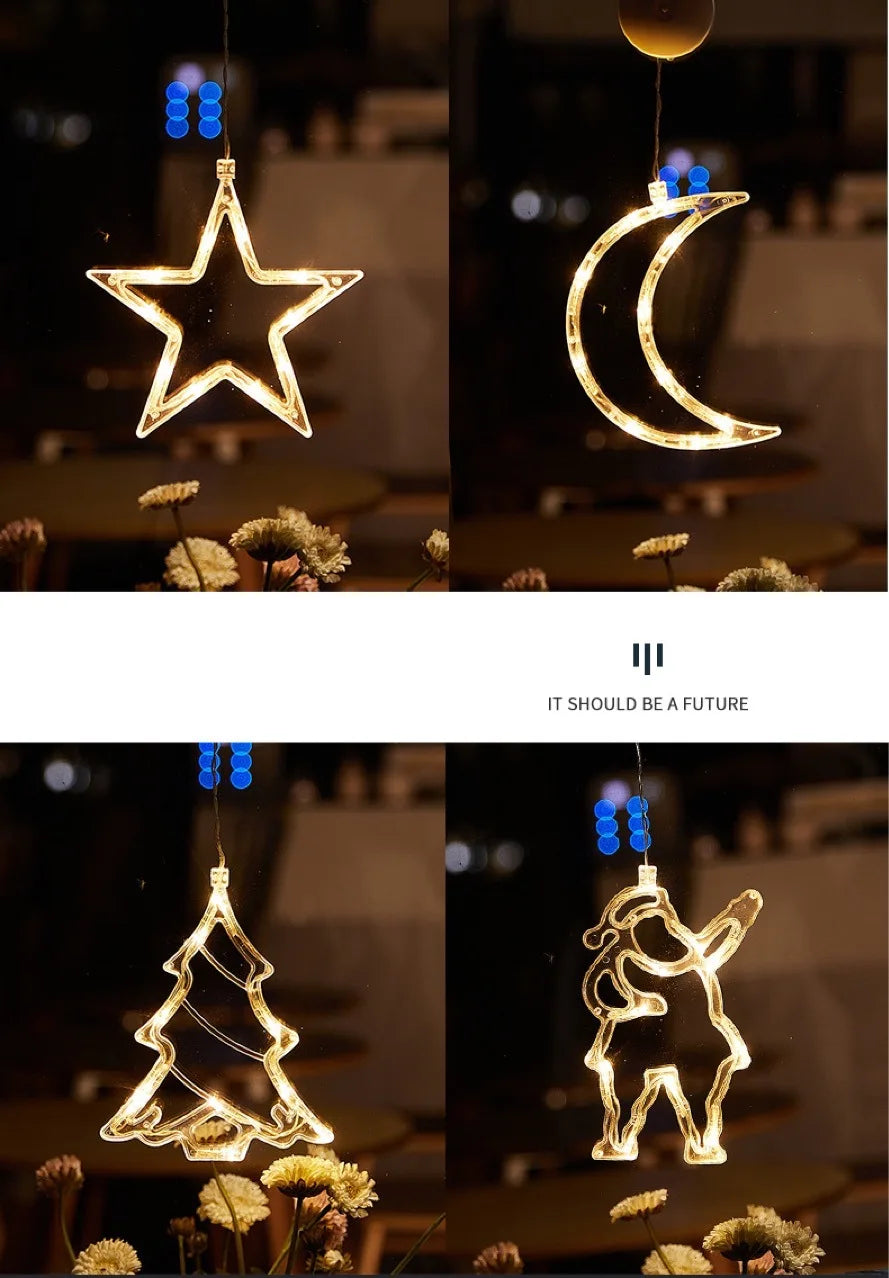 Festive Suction Cup Christmas Lights - Perfect Holiday Window Decor