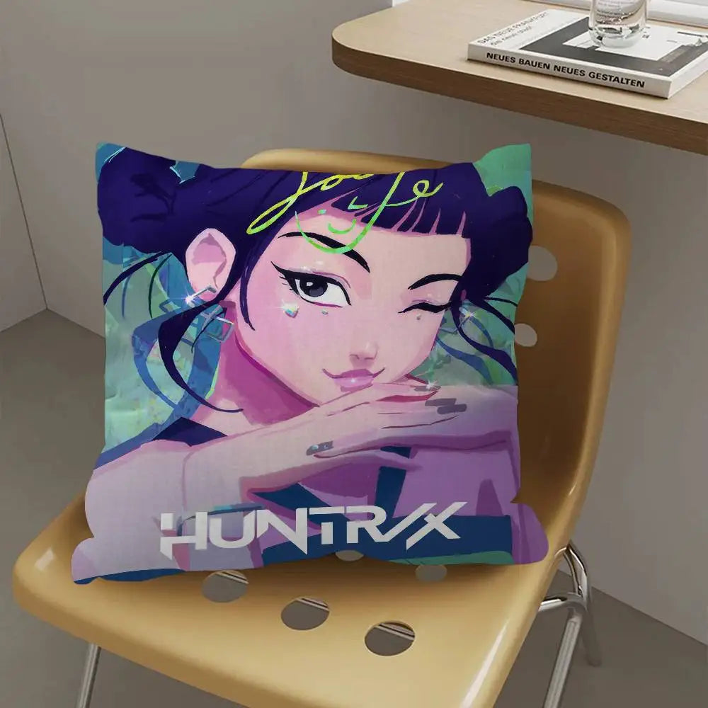 Kop-Cartoon K-Pop Demon Hunters Cushion Cover - Home Decor Pillow