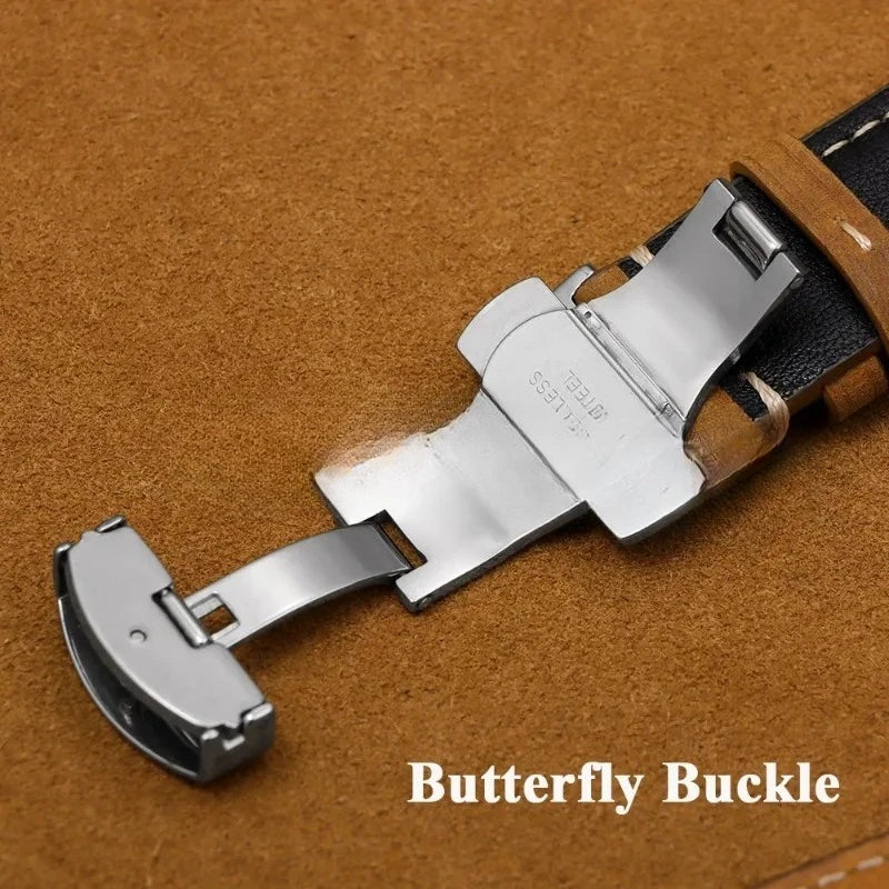 Luxurious Leather Watchband for Seiko & Omega - Butterfly Buckle 14-22mm