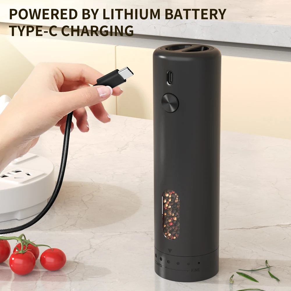 Rechargeable Adjustable Electric Pepper Grinder - Large Capacity Mill
