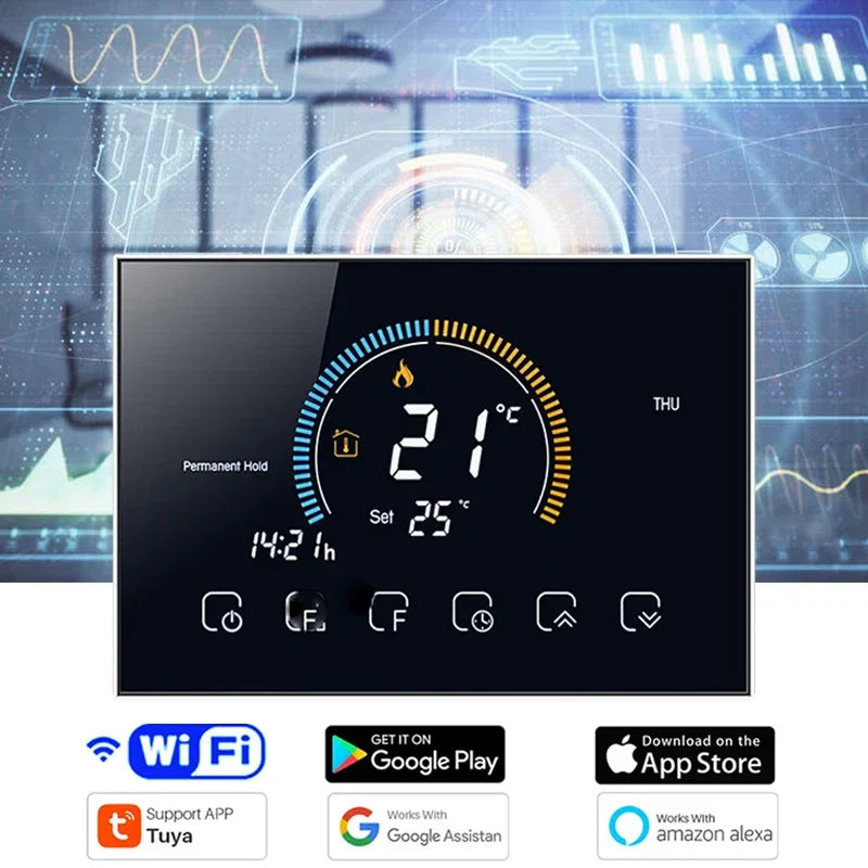 Tuya Smart Wi-Fi Thermostat with Colorful LCD Touch Control