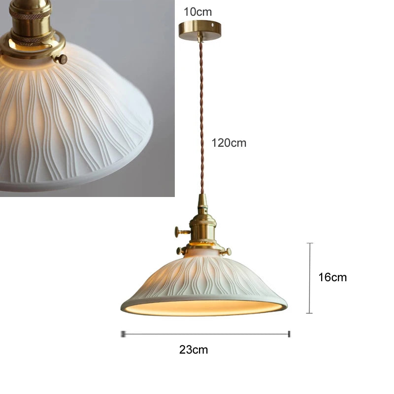 Elegant Ceramic Pendant Lamp for Dining & Living Spaces - Bronze Finish