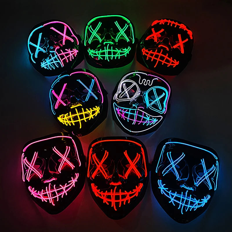 Glow-in-the-Dark Wireless LED Purge Mask for Halloween Cosplay