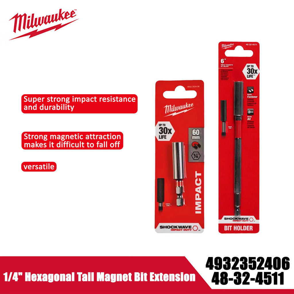 Milwaukee SHOCKWAVE Magnetic Bit Tip Holder - 6" Extension Rod