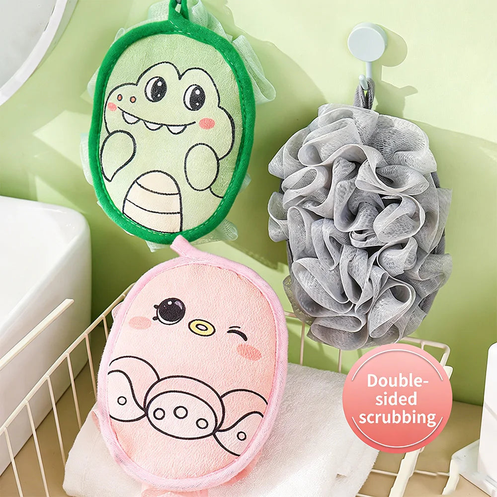 Cute Dinosaur 2-in-1 Bath Flower & Scrub Cloth for Kids