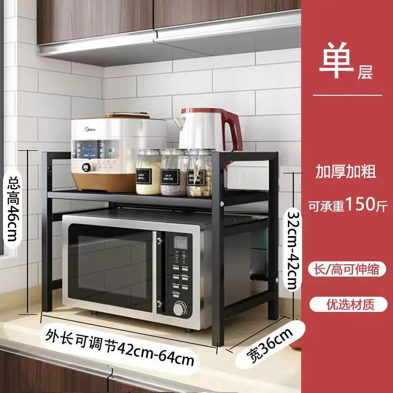 Double-Layer Microwave Storage Rack - Space-Saving Kitchen Organizer