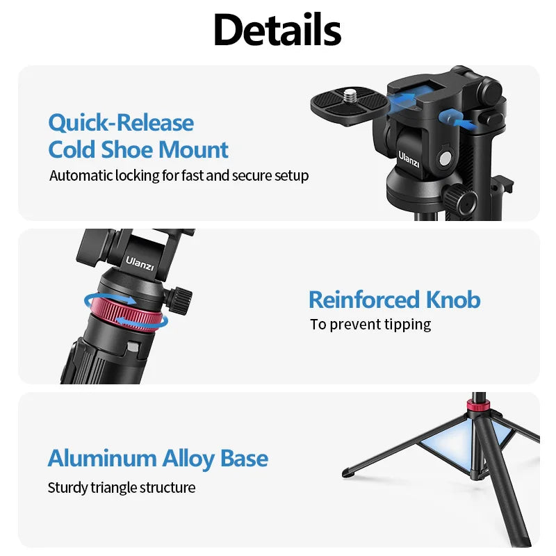 Ulanzi MT-78 Tripod & Selfie Stick with Dual Cold Shoe Mount