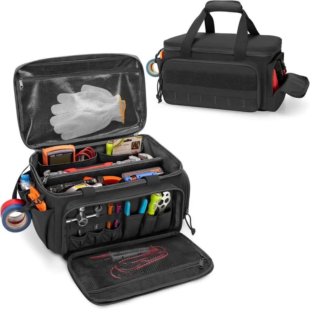 Durable Black Tool Bag with Anti-friction Bottom for Handyman & Carpenter