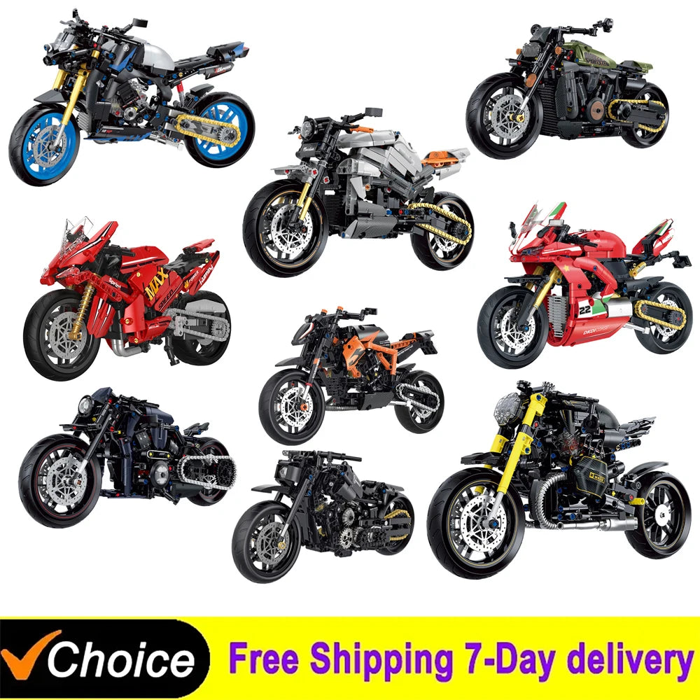 MOULD KING 1:8 Motorcycle Building Block Model Kit - Fun for Kids