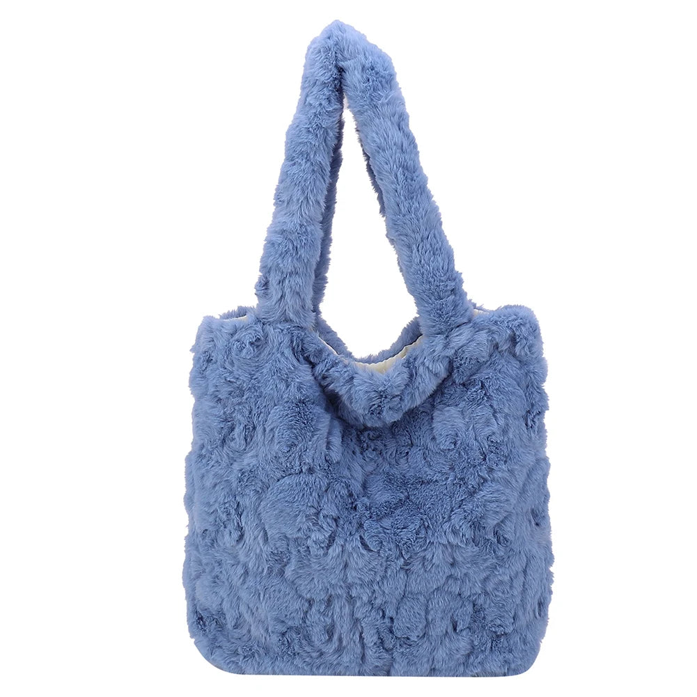 Fluffy Plush Women’s Clutch Handbag - Cozy Tote for Travel & Gifts