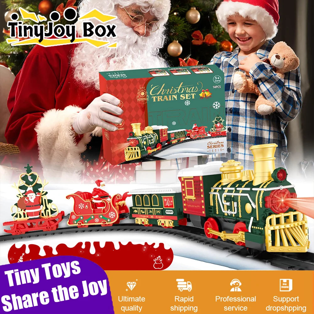 Festive Remote Control Electric Train Set with Lights & Sound - Holiday Fun