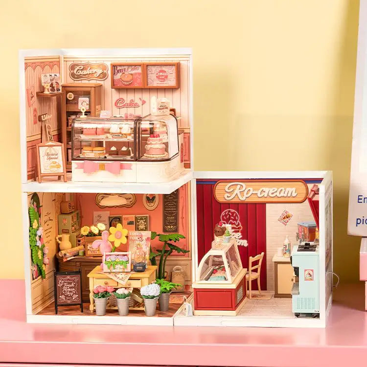 Robotime Rolife Tasty Cake Shop Dollhouse Building Blocks for Creative Fun