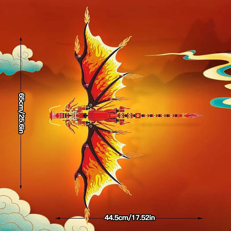 Flame Dragon Ninja Building Blocks - 2-in-1 Puzzle Game for Kids & Adults