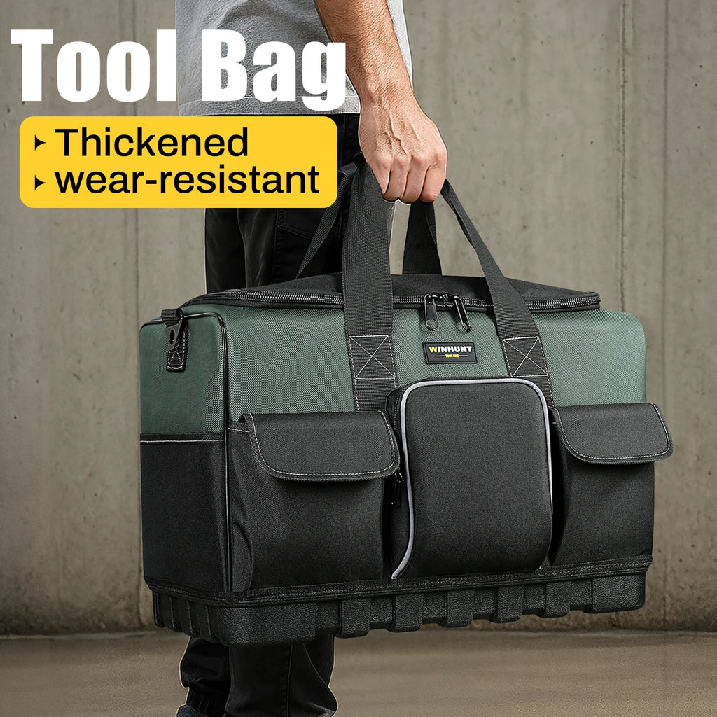 Heavy Duty Electrician Tool Bag with 16 Pockets & Hard Bottom