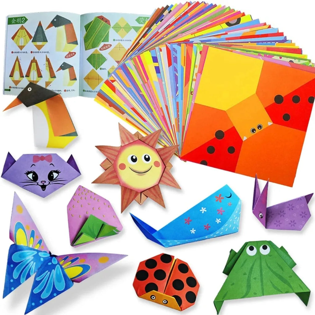 Creative Origami Kit - 30 Colorful Paper Sheets & Craft Guide for Kids